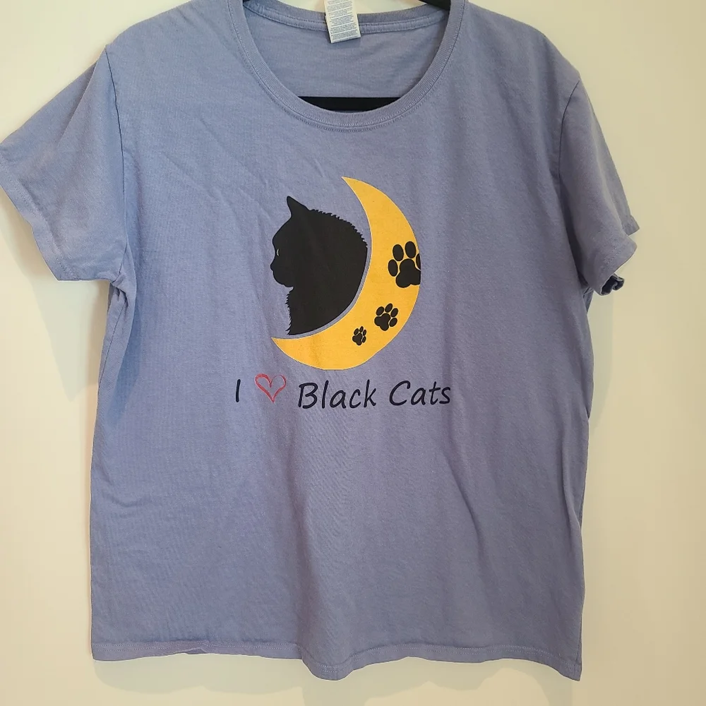 Women's Black Cat TShirt Fits like XL - Picture 6 of 9